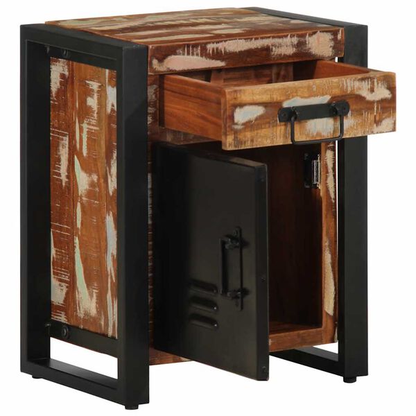 vidaXL y&ouml;p&ouml;yt&auml;kaappi moniv&auml;rinen 40x30x50 cm massiivipuu kierr&auml;tetty