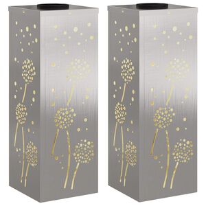 vidaXL Aurinko LED-polkuvalo 2 kpl L&auml;mpim&auml;n Valkoinen 18 x 18 x 50 cm