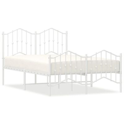 vidaXL Metallinen sängynrunko päädyillä valkoinen 120x200 cm