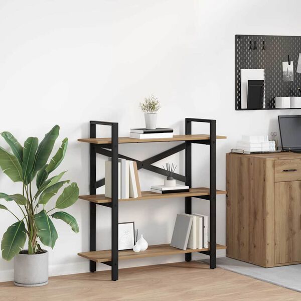 vidaXL Kirjahylly Artisan tammi 100 x 33,5 x 102 cm Tekninen puu