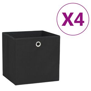 vidaXL S&auml;ilytyslaatikot 4 kpl kuitukangas 28x28x28 cm musta