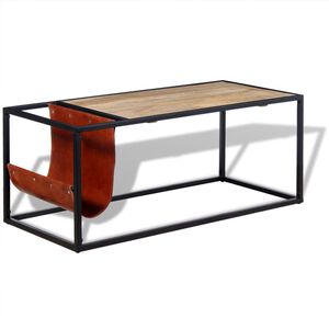 vidaXL Sohvap&ouml;yt&auml; nahkaisella lehtitelineell&auml; 110x50x45 cm