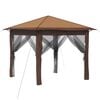 vidaXL Gazebo 4 Sivusein&auml;ll&auml; 2,6 x 2,6 m Beige ja Ruskea