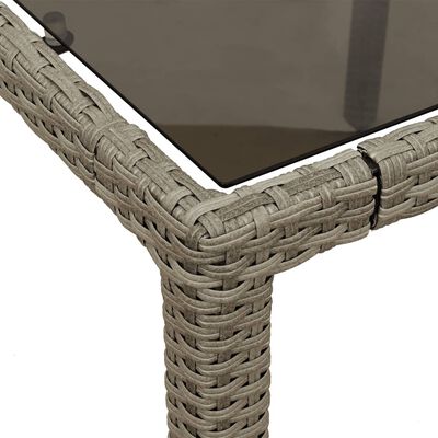 vidaXL Puutarhapöytä lasipöytälevy v.harmaa 150x90x75 cm polyrottinki