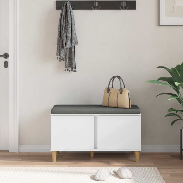 vidaXL Halli penkki tyynyll&auml; s&auml;ilytystilassa Valkoinen 80 x 38 x 46 cm