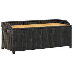 vidaXL Puutarhan s&auml;ilytyspenkki 120 cm polyrottinki musta