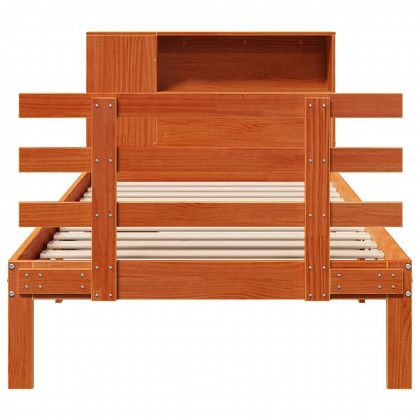 vidaXL Sänky/kirjahylly ei patjaa vahanruskea 100x200 cm täysi mänty