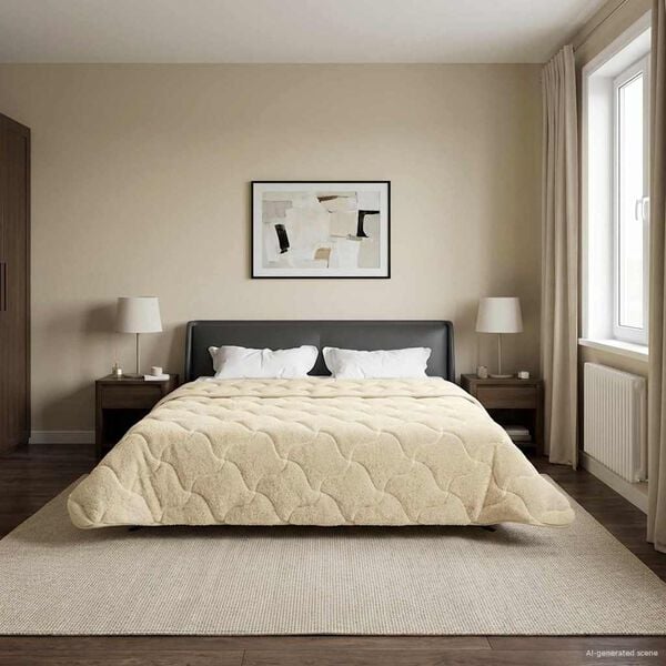 vidaXL Koko Vuoden Peitto Quiltottu Kerma 220 x 260 cm