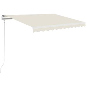 vidaXL Manuaalisesti sis&auml;&auml;nkelattava markiisi LEDill&auml; 350x250 cm kerma