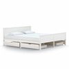 vidaXL Sängynrunko 4 vetolaatikolla valkoinen täysi mänty 180x200 cm