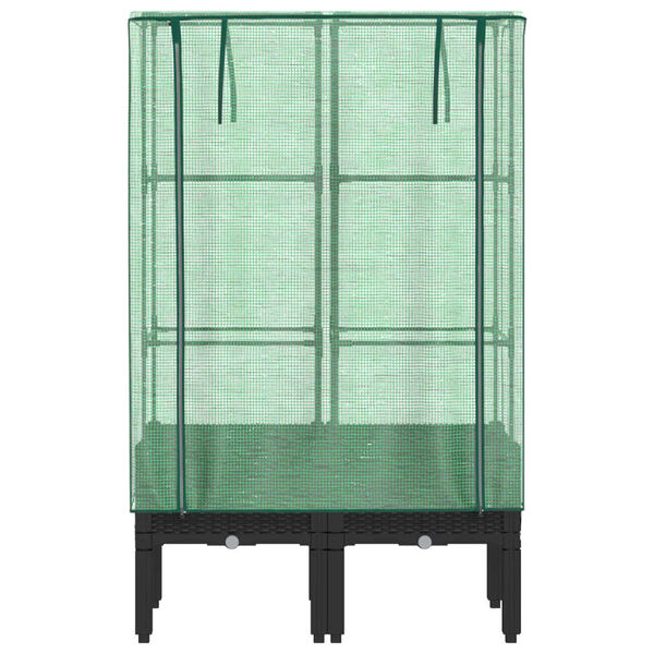 vidaXL Kukkalaatikko kasvihuonepeitteell&auml; rottinkityyli 80x40x140 cm