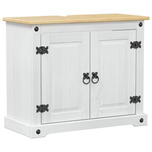 vidaXL Pesuallaskaappi Valkoinen 73 x 33 x 60 cm Massiivinen m&auml;nty