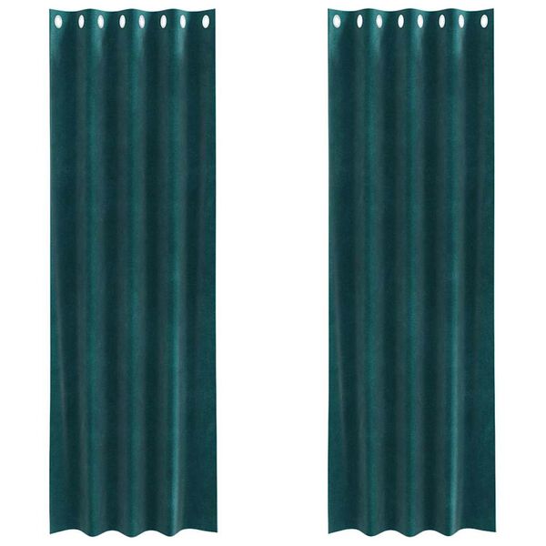 vidaXL Pimennysverhot 2 pcs Tummanvihreä 140 x 225 cm Sametti