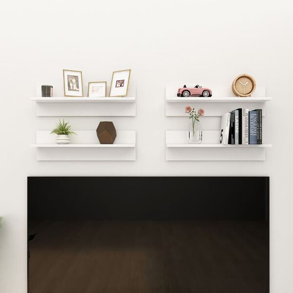 vidaXL Sein&auml;hyllyt 4 kpl valkoinen 60x11,5x18 cm lastulevy