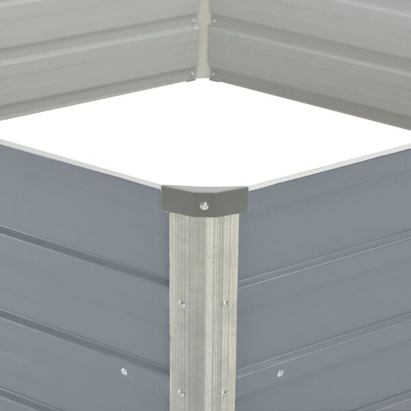 vidaXL Korotettu puutarhalaatikko 129x129x45cm Galvanoitu ter&auml;s Harmaa