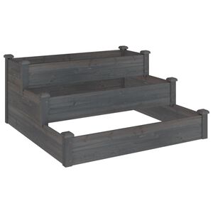 vidaXL Korotettu kukkalaatikko harmaa 120x120x56 cm t&auml;ysi kuusi
