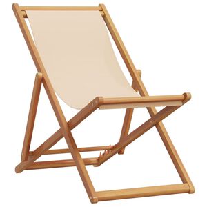 vidaXL Taitettava rantatuoli beige t&auml;ysi eukalyptuspuu ja kangas