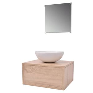 vidaXL Kolmeosainen Kylpyhuoneen Kaluste- ja Pesuallassarja Beige