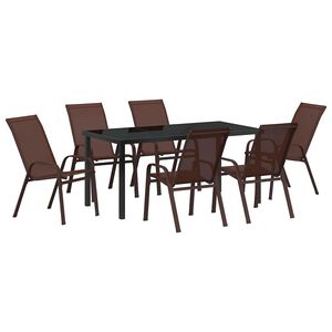 vidaXL Piharuokailu setti 7 pcs Ruskea ja musta Jauhemaalattu ter&auml;s