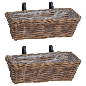 vidaXL Ripustettava Ruukku Kori 2 pcs Ruskea 48 x 22 x 15 cm