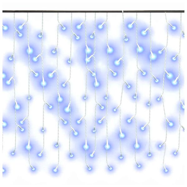 vidaXL LED-valonauhaverho j&auml;&auml;puikot 10 m 400 LEDi&auml; sininen 8 toimintoa