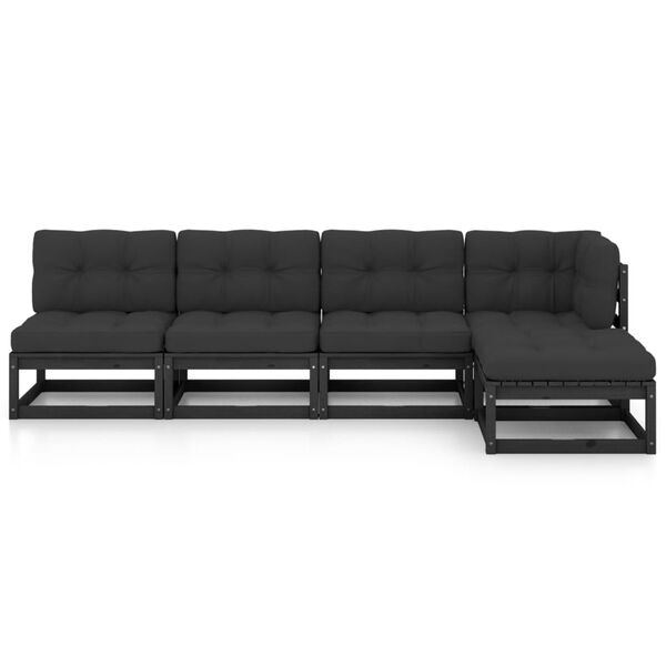 vidaXL 5 -osainen Puutarhasohvasarja tyynyill&auml; t&auml;ysi m&auml;nty