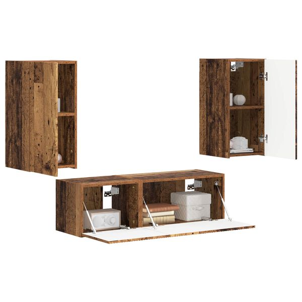 vidaXL TV-sein&auml;kaappi setti 4 pcs Vanha puu Tekninen puu