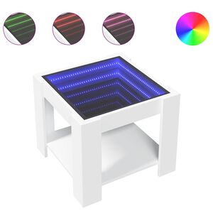 vidaXL Sohvap&ouml;yt&auml; LED-valoilla valkoinen 53x53x45 cm tekninen puu