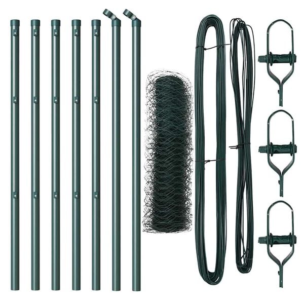 vidaXL Aita paalujen kanssa Vihreä 0.5 x 10 m