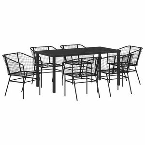 vidaXL Piharuokailu setti 7 pcs Musta polyrottinki