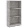 vidaXL 3-tasoinen kirjahylly betoninharmaa 60x24x109 cm tekninen puu