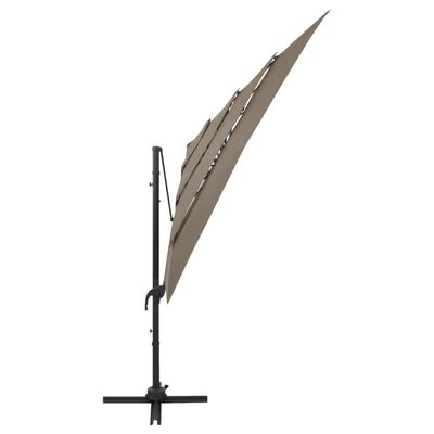 vidaXL 4-tasoinen Aurinkovarjo alumiinitanko harmaanruskea 250x250 cm