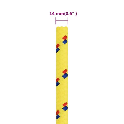 vidaXL Veneköysi keltainen 14 mm 100 m polypropeeni