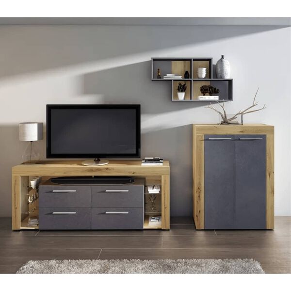 FMD Sein&auml;kiinnitett&auml;v&auml; hylly 4 lokeroa matera artesaanitammi