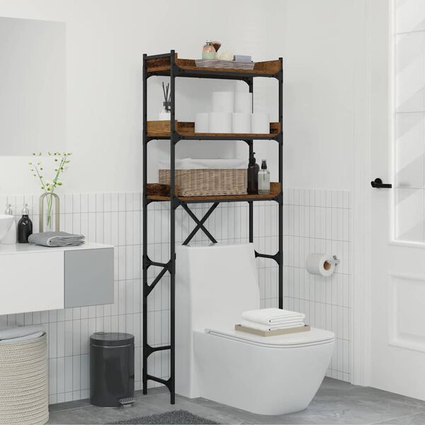 vidaXL Pesukoneen hylly Vanha puu 67 x 25 x 163 cm Tekninen puu