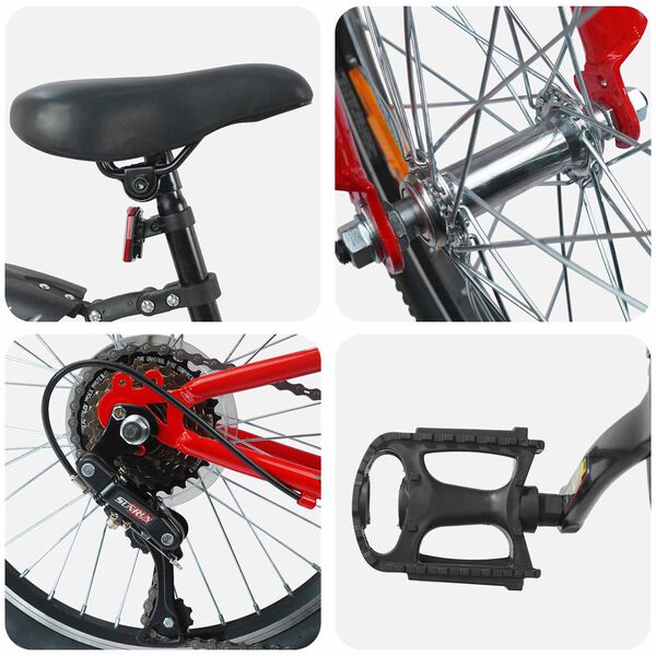 vidaXL Lastenpy&ouml;r&auml; 20 Tuumaa 6-Speed 6-11-vuotiaille Punainen