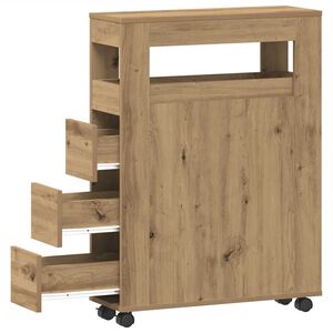 vidaXL Kapea kylpyhuonekaappi py&ouml;rill&auml; artesaani tammi tekninen puu