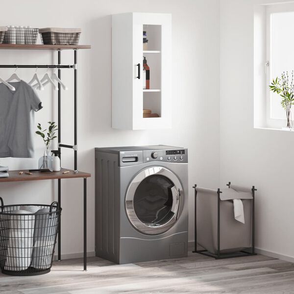 vidaXL Sein&auml;kiinnitett&auml;v&auml; kaappi valkoinen 34,5x34x90 cm