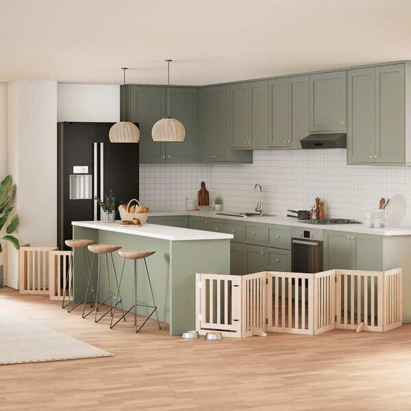 vidaXL Koiraportti kokoontaittuva 12 paneelia 600 cm poppelipuu