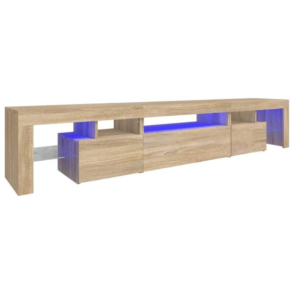 vidaXL TV-taso LED-valoilla Sonoma-tammi 215x36,5x40 cm