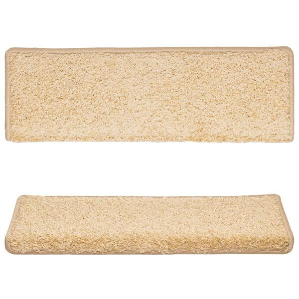 vidaXL Porrasmatot 15 kpl 65x21x4 cm kermanv&auml;rinen suorakaiteen muotoinen reuna