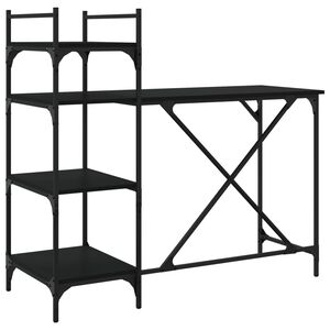 vidaXL Tietokonep&ouml;yt&auml; hyllyill&auml; musta 120x47x109 cm