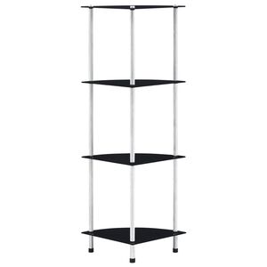 vidaXL 4-kerroksinen hylly musta 30x30x100 cm karkaistu lasi