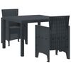 vidaXL Piharuokailu setti 3 pcs Antrasiitti Polypropeeni