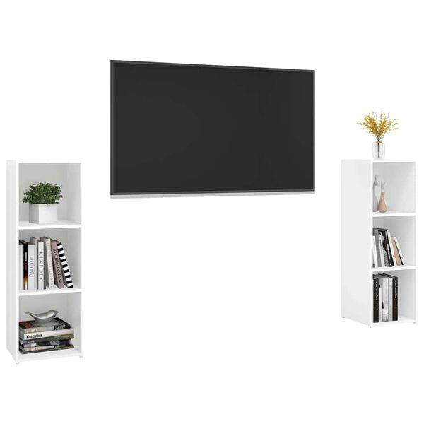 vidaXL TV-tasot 2 kpl valkoinen 107x35x37 cm lastulevy