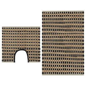 vidaXL K&auml;sinkudottu kylpyhuoneen juuttimattosarja luonnollinen/musta
