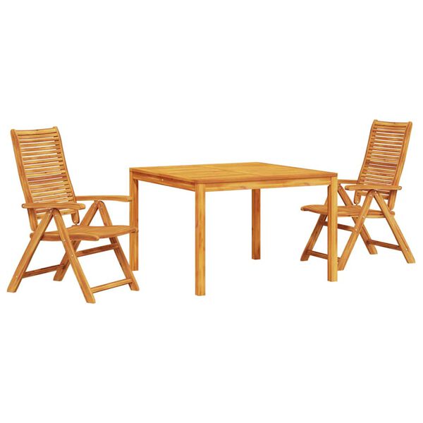 vidaXL Piharuokailu setti 3 pcs Ruskea Tihe&auml; akasiapuu