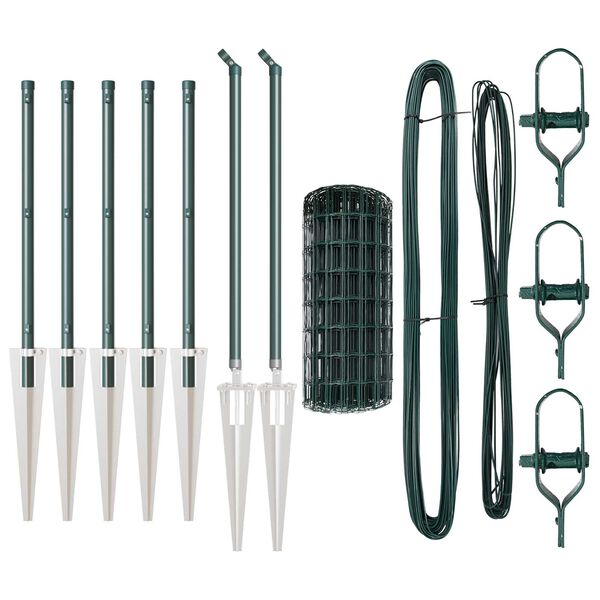 vidaXL Aita ja Tuki Vihreä 0,4 x 10 m Teräs ja PVC