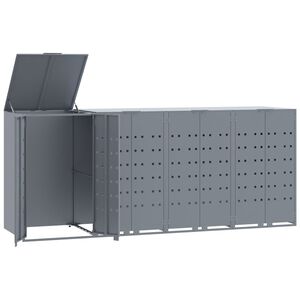 vidaXL Roskalaatikon s&auml;ilytystila nelj&auml;lle harmaa 276x79x117 cm ter&auml;s