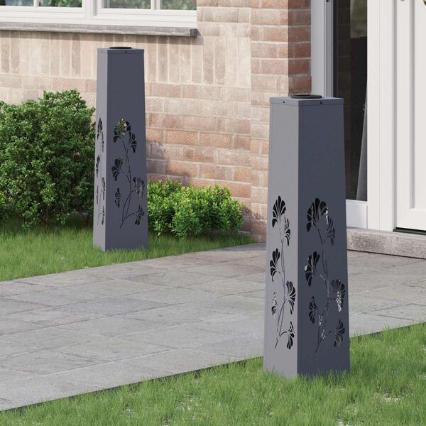 vidaXL Aurinko LED-polkuvalo 2 pcs Antrasiitti Kylm&auml;valssattu ter&auml;s